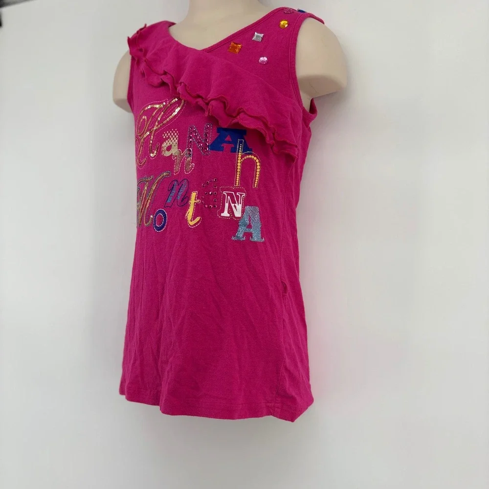 Disney Hannah Montana Girls Size‎ M 8/10 Pink Ruffle Sequin Tank Top
